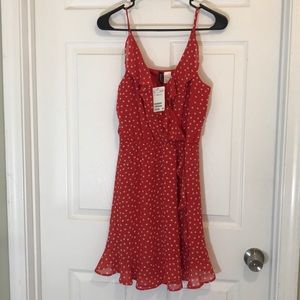 Red and white polka dot sun dress